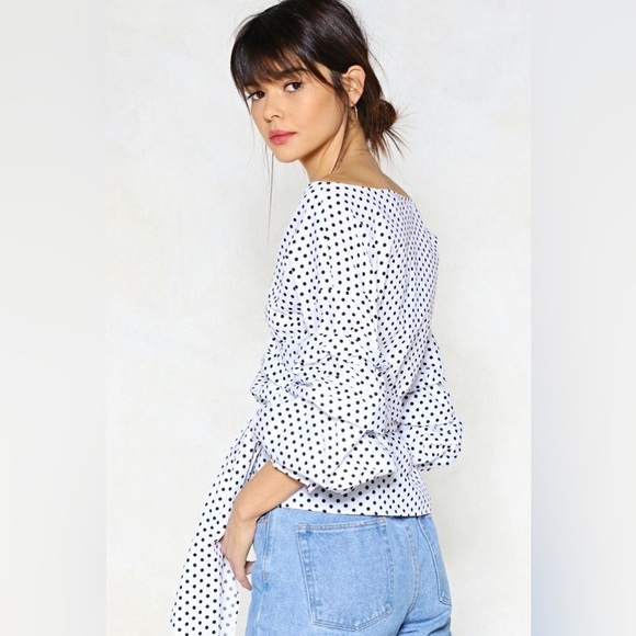 Nasty Gal You've Spot The Love Polka Dot Top sz 2 - Picture 2 of 8